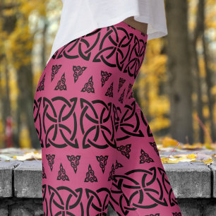 Dark Gray and Black Banded Tribal Pattern Leggings