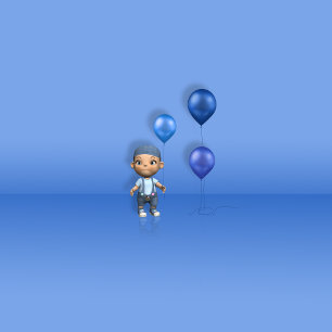 Baby Boy & Blue Balloons - Baby Shower Postcard