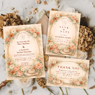 Western Ranch Romance Wedding Thank You Card