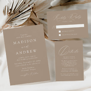 Taupe Modern Elegance Wedding Invitation