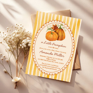 Little pumpkin retro stripes baby shower monogram favor boxes