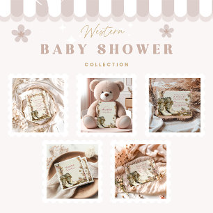 Rustic Cowgirl Boots Baby Shower Foil Invitation