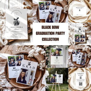 Black Bow Disco Ball Graduation Party  Invitation