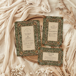Vintage Acorn Rustic Wedding Thank You Card