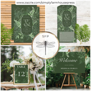Rustic Fern Green Foliage Emerald Green Save The Date