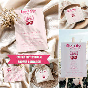 Coquette Cherry On Top Bridal Shower Invitation