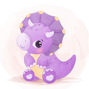 Cute Purple Dinosaur Girl Baby Shower  Invitation