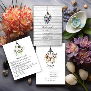  Rustic Pastel Floral Terrarium Garden Wedding RSVP Card