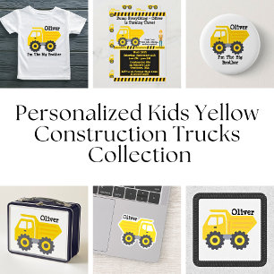 Personalized Big Brother Kids Yellow Dump Truck Toddler T-shirt