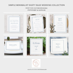 Modern Wedding Names & Date Monogram Dusty Blue Napkins
