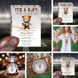 Boy Bearly Wait American Football Baby Shower Invitation
