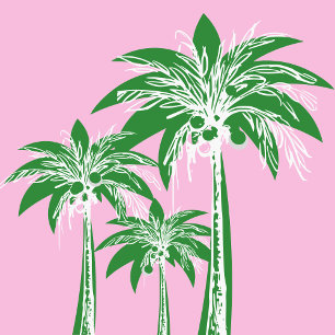 Pink Green Palm Tree Preppy Summer Beach Tropical Napkins