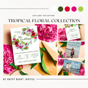 Tropical Floral Island Hibiscus Photo Wedding Invitation