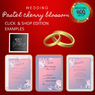 pastel cherry blossom sakura wedding guest card