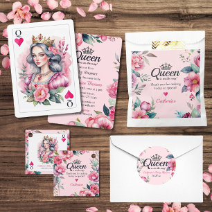 Queen Of Hearts Playing Card Pink Baby Shower