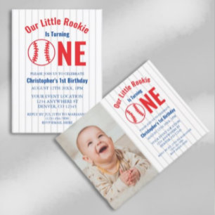 Rookie Baseball 1st Birthday Invitation