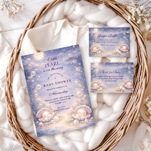 Pastel Seashell Pearl Baby Shower Invitation