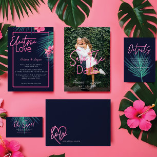 Mid Summer Night's Dream Neon Tropical Birthday Invitation
