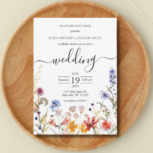 Elegant Boho wildflower wedding Invitation