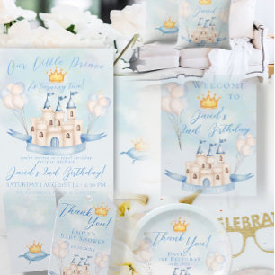 Little Prince Fairytale Gold Crown 2nd Birthday Invitation