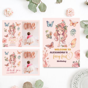 Boho Fairy First Girl's 1st Birthday Wrapping Paper