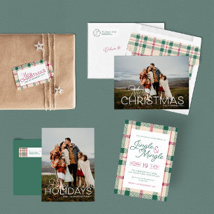 Jingle & Mingle Plaid Holiday Party Invitation