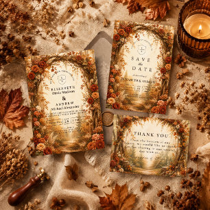Romantic Autumn Forest Wedding Save The Date