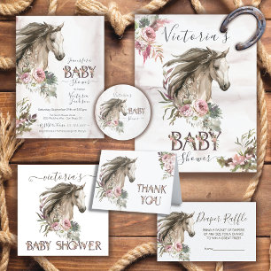 Floral Horse Ranch Baby Shower Invitation