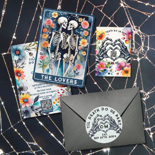 The Lovers Tarot Floral Gothic Wedding QR Code Invitation