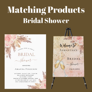 Budget Bridal shower boho pampas grass rose gold