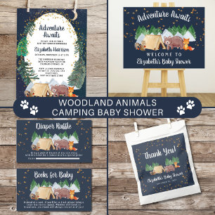 Adventure Awaits Woodland Animals Baby Shower Paper Plates