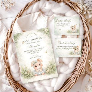 Sage Green Bunny Floral Baby Shower Napkins