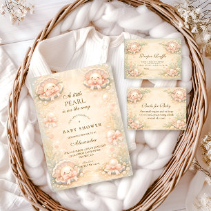 Whimsical Coastal Pearl Baby Shower Invitation