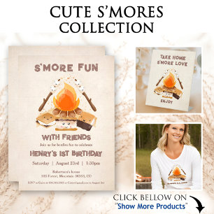 Cute S'more Fun Campfire 1st Birthday Invitation