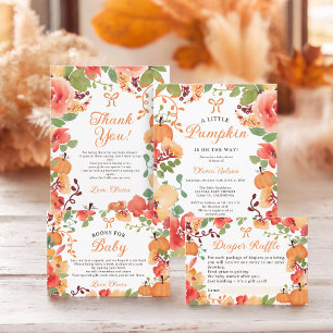 Fall Boho Little pumpkin floral baby shower Invitation