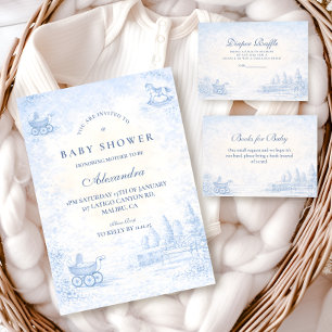 French Blue Toile Baby Shower Napkins