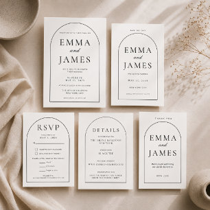 Editable Arch Shape Minimal Wedding RSVP Card