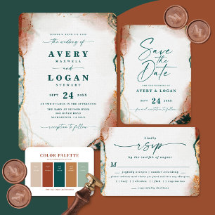 Dark Teal & Copper Bold Wedding Color Palette Card