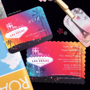 Colorful Las Vegas Strip Wedding Invitation