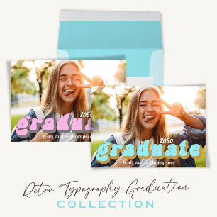 Graduation Black Graduate Retro Typography Simple  Envelope