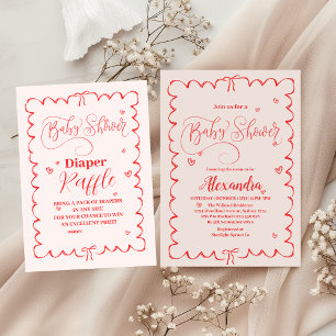 Minimalist Pink Bow Doodle Baby Books for Baby Enclosure Card