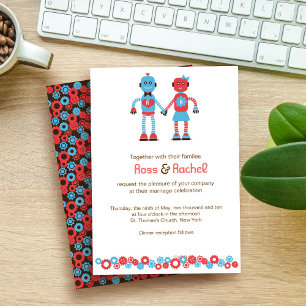 Cute Robot Theme Wedding Invitation
