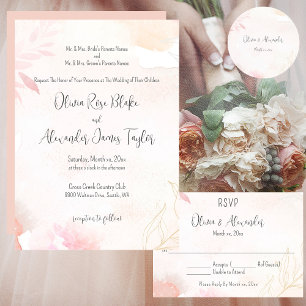 Soft Watercolor Blush Floral Wedding Invitation