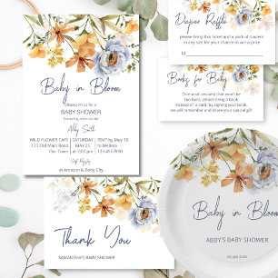 Baby in bloom wildflowers baby shower printed water bottle label