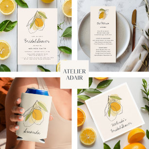 Citrus Lemon Modern Minimalist Bridal Shower Invitation