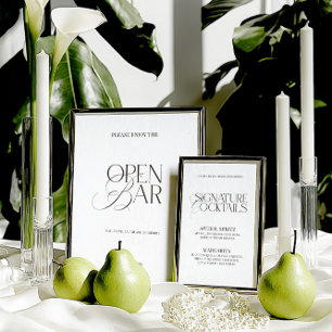Black & White Minimalist Cigar Bar Wedding Sign
