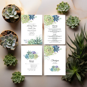 Watercolor Desert Cactus Succulents Wedding Invitation