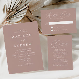 Dusty Rose Modern Elegance Photo Wedding Invitation