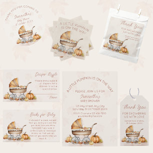 Watercolor Fall Pumpkin Baby Shower Welcome Napkins