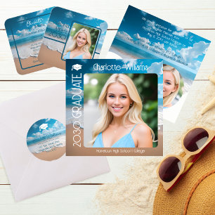 Unique Beach Theme Graduation Photo Calling Card